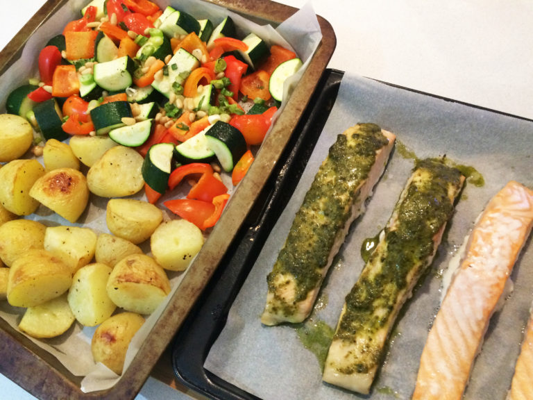 Pesto Salmon Tray Bake Recipe Mum's Lounge