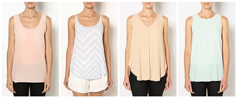 Pastel tops starting from the left: Witchery 