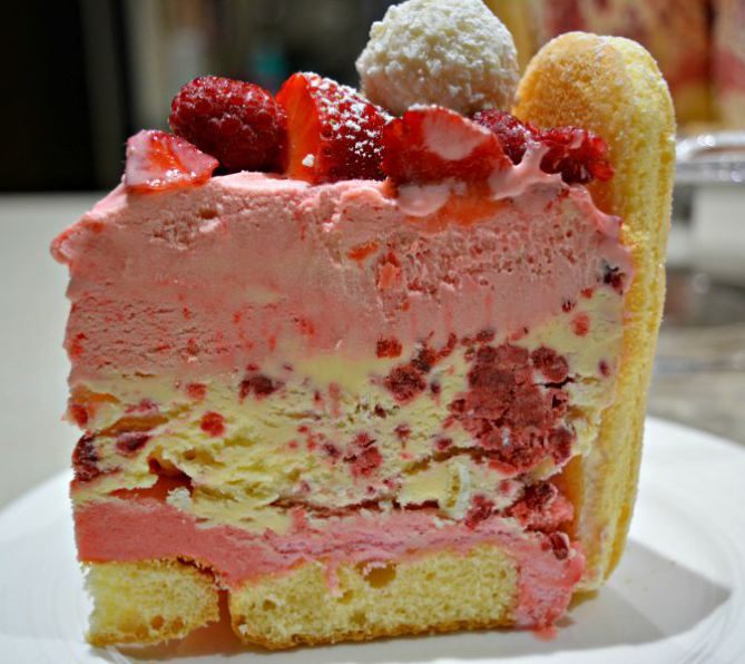 vanilla & raspberry ice cream cake 3