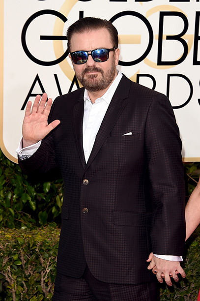 BEVERLY HILLS, CA - JANUARY 10: Host Ricky Gervais attends the 73rd Annual Golden Globe Awards held at the Beverly Hilton Hotel on January 10, 2016 in Beverly Hills, California. (Photo by Jason Merritt/Getty Images)