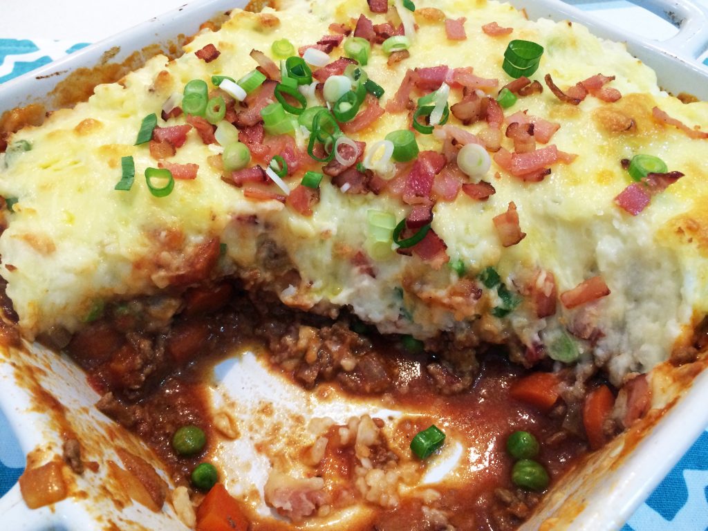 cottage pie with cheesy bacon mash