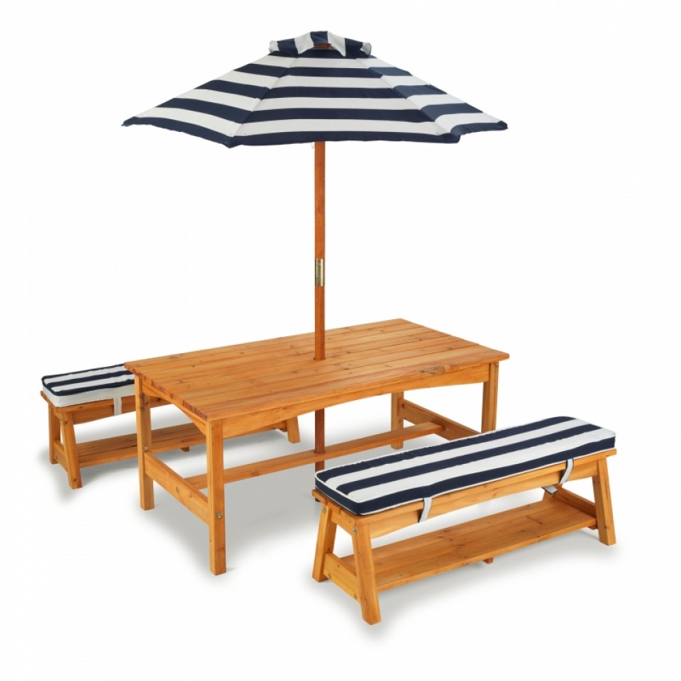 outdoor table and bench set
