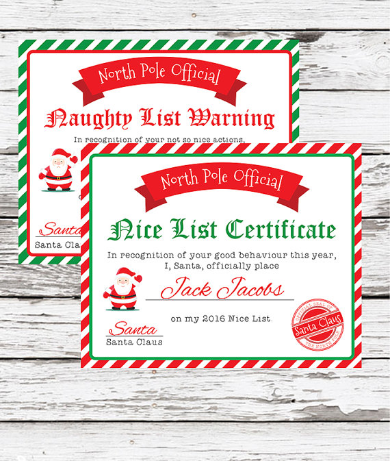 naughty or nice certificate