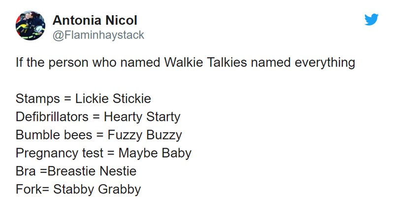 if the person who named walkie talkies named other stuff is the